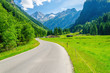 © A.Jedynak - Beautiful alpine landscape with road and green meadows, Alps