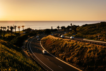 Wall Mural - View of Palos Verdes Drive at sunset, in Rancho Palos Verdes, Ca