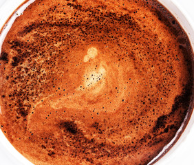 Poster - Close up of coffee cup on white background. Coffee cup with Foam