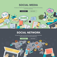 Wall Mural - flat design concepts for social media and social network