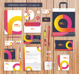 Vector artistic corporate identity template with color elements