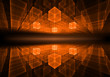 Orange Cubic Geometrical Horizon With Rays Of Light
