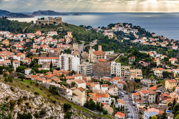 Wall Mural - View of Marseille and the Mediterranean sea - France