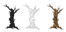Set Of Dry Trees Cartoon