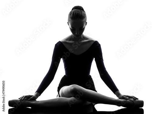 Naklejka dekoracyjna young woman ballerina ballet dancer stretching warming up silho