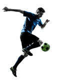 Fototapeta Sport - caucasian soccer player man juggling silhouette