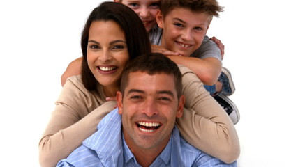 Wall Mural - Happy family on white background