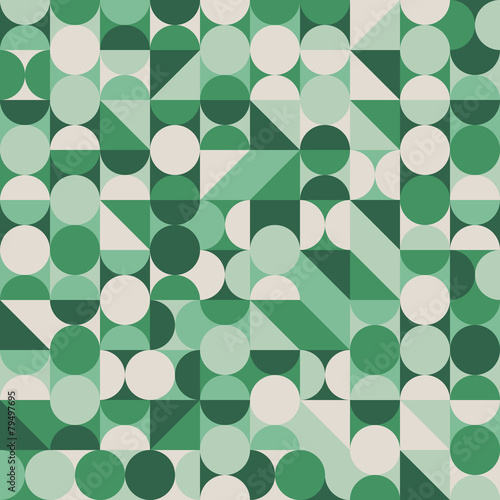 Obraz w ramie Abstract seamless pattern with green circles and semicircles.