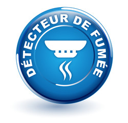 Poster - détecteur de fumée sur bouton bleu