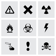 Vector black danger icon set