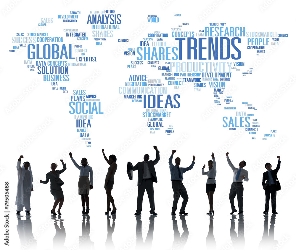 Trends World Map Marketing Ideas Social Style Concept
