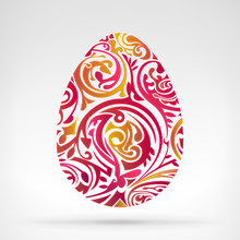 Abstract Easter Egg Graphics Designed As A Floral Motif