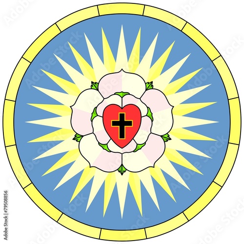 Naklejka - mata magnetyczna na lodówkę Luther rose (Christian Symbol), circular window