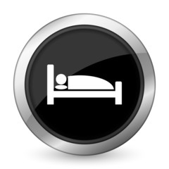 Poster - hotel black icon bed sign