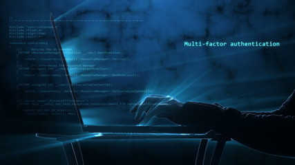 computer hacker typing on a laptop; looping