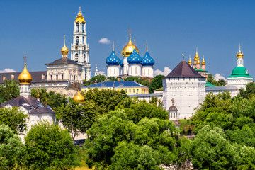 Wall Mural - Panorama of Sergiyev Posad near Moscow, Russia. Beautiful scenic view of Trinity Lavra monastery in summer.