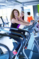 Wall Mural - Group of people running on treadmills