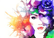 woman face.abstract watercolor .fashion background