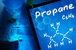 Tablet with the chemical formula of propane.