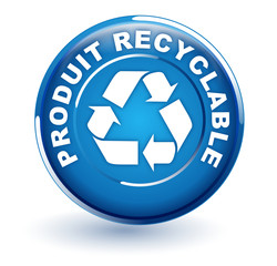 Sticker - produit recyclable sur bouton bleu