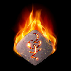 Wall Mural - Burning stone with magic rune