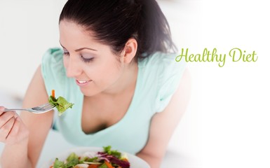 Poster - Healthy diet against floorboards in the sky