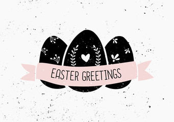 Wall Mural - Hand Drawn Easter Greeting Card Template