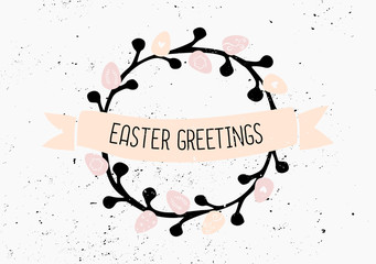 Wall Mural - Hand Drawn Easter Greeting Card Template