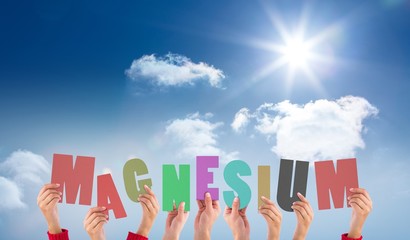 Aufkleber - Composite image of hands holding up magnesium
