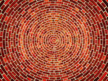 Radial Red Brick Wall Texture Pattern.