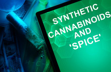 Tablet With The Words Synthetic Cannabinoids And Spice.