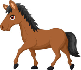 Wall Mural - Cartoon brown horse