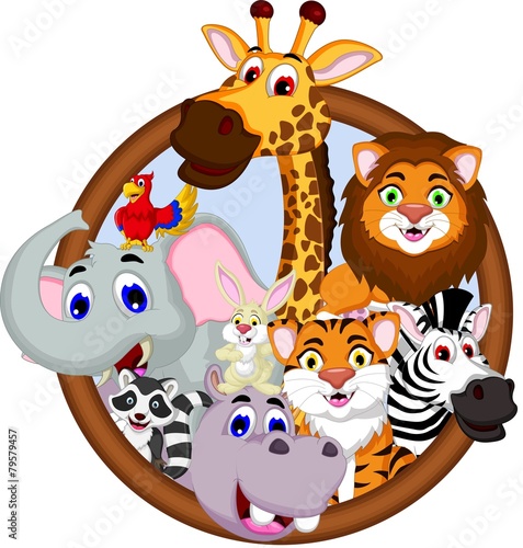 Fototapeta na wymiar funny animal cartoon collection in frame