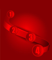 Fototapete - Red vector background with four steps on 3D wave