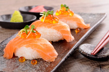 Salmon Sushi With Caviar