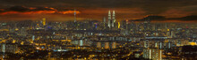 Kuala Lumpur Cityscape At Sunset Panorama