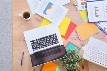 designer's desk with responsive design concept