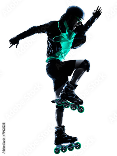 Fototapeta na wymiar man Roller Skater inline Roller Blading silhouette