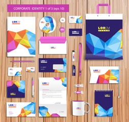 Vector artistic corporate identity template with color elements