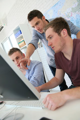 Aufkleber - Students in digital design training course with instructor