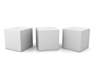 Fototapete - Blank 3d concept boxes on white background with reflection