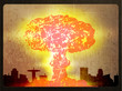 Illustration of a nuclear explosion, the city's skyline