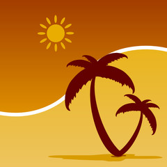 Wall Mural - palm with summer icom color vector