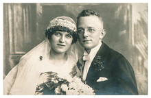 Original Antique Wedding Photo. Vintage Picture