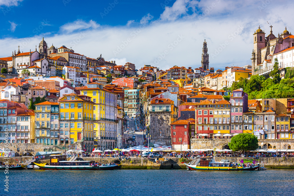 Porto, Portugal Old City Skyline on the Douro River - obrazy, fototapety, plakaty 
