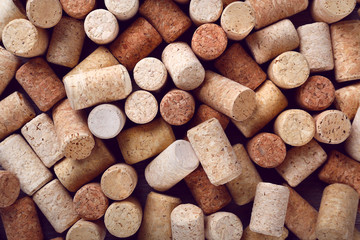 Many wine corks, macro view