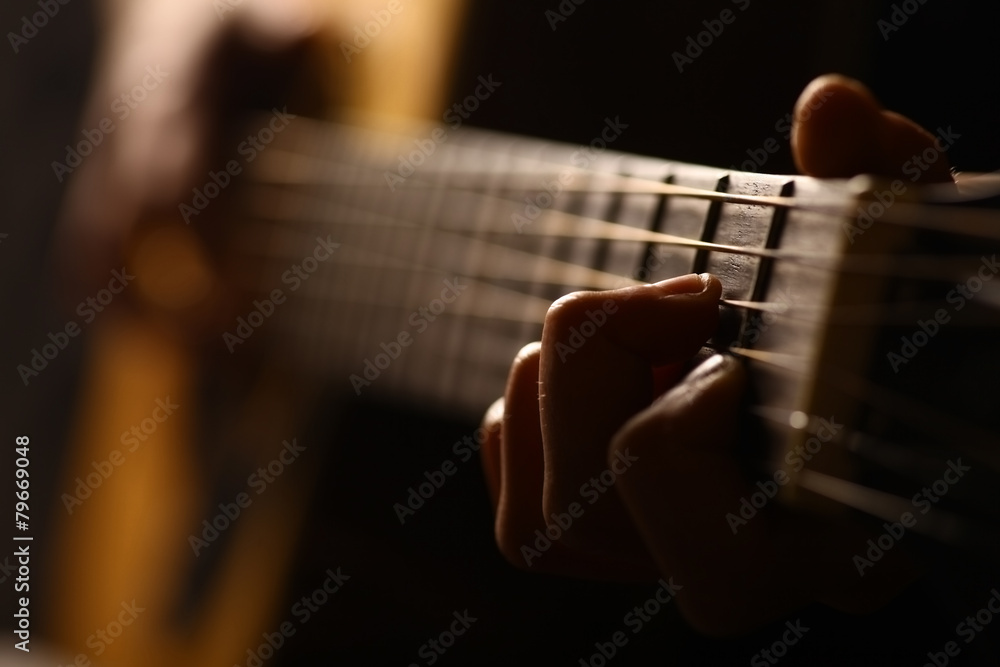 Acoustic guitar detail - obrazy, fototapety, plakaty 