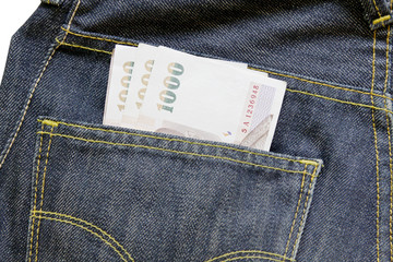 1000 baht bill in jean pocket,Thailand money