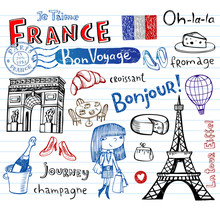 France Symbols As Funky Doodles