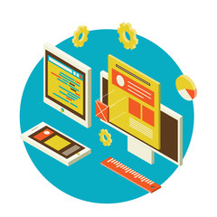Wall Mural - mobile and desktop website design development process